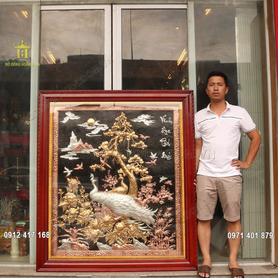 Bức Tranh Vinh Hoa Ph&uacute; Qu&yacute; Khổ Đứng Mạ Tam Kh&iacute; Tuyệt Đẹp